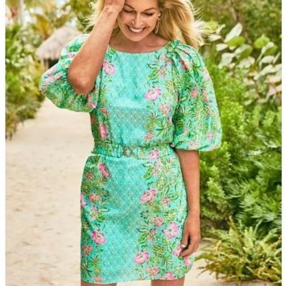 Lilly Pulitzer Green Floral Midi Dress - Picture 3 of 3